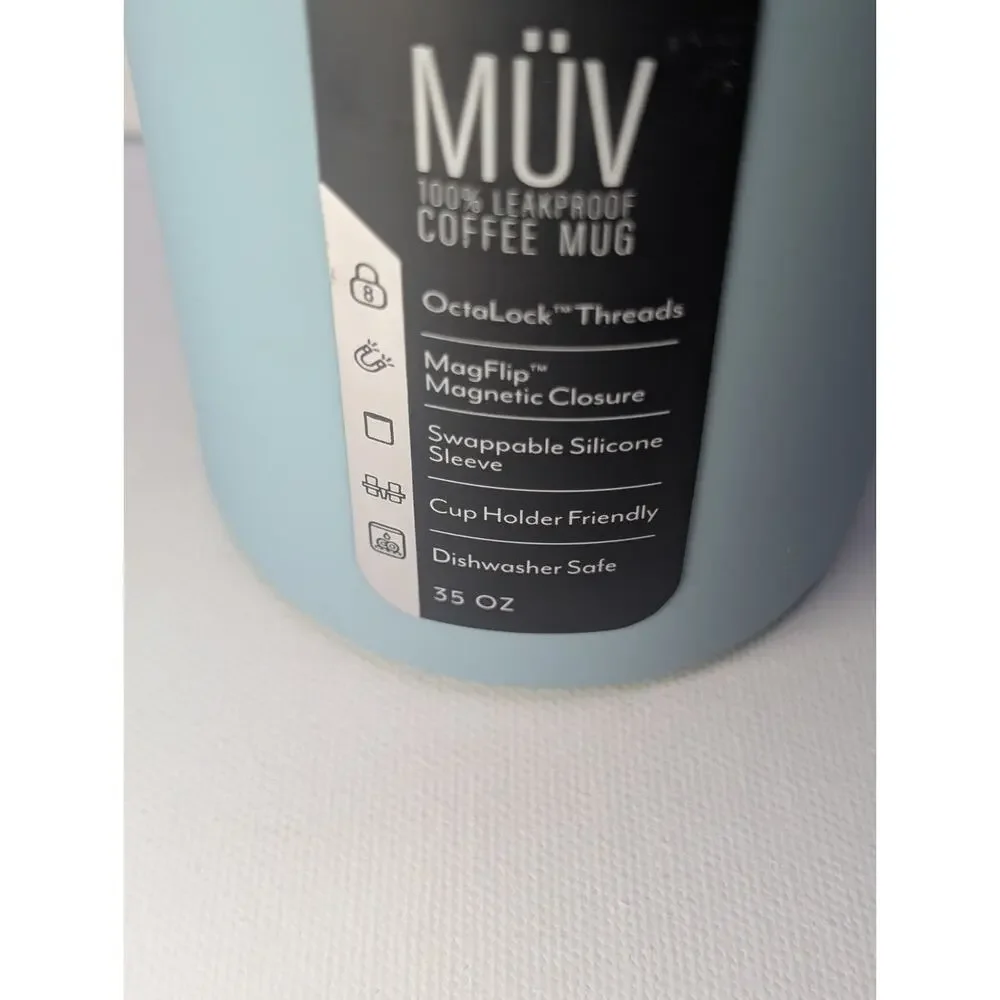 BrüMate Müv 35 oz Leakproof Travel Coffee Mug Mist Blue New